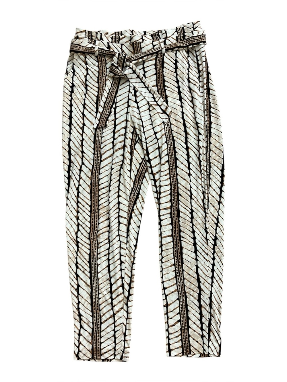 WHBM Jersey Knit High Rise Paperbag Waist Tapered Ankle Pants - Size Medium